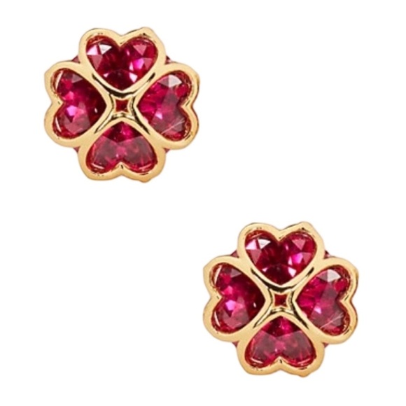 KATE SPADE • Something Sparkly Ruby Red Crystal Clover Earrings - Picture 1 of 7